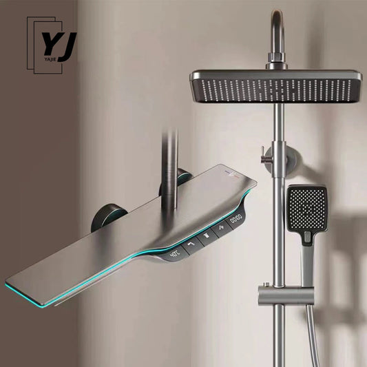 YJ Intelligentes Duschset Temperaturanzeige - 3 Wasserauslässe, Messing