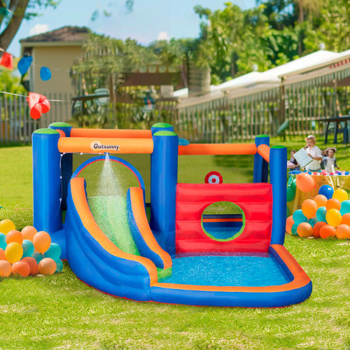 Aufblasbare Hüpfburg Wasserpark Mit Gebläse Und Wasserrutsche