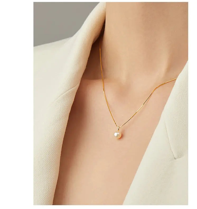 Pandantiv din perlă Sterling925 556 - lanț placat cu aur de 18k, 2g