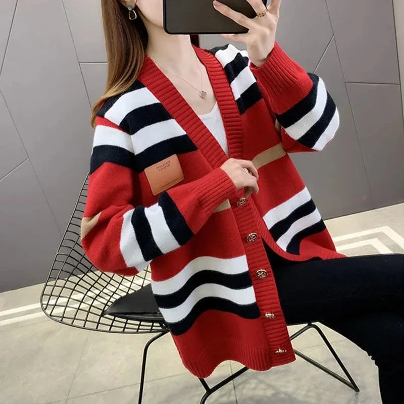 CNJiangxi Strickcardigan - V-Ausschnitt, Lockere Passform