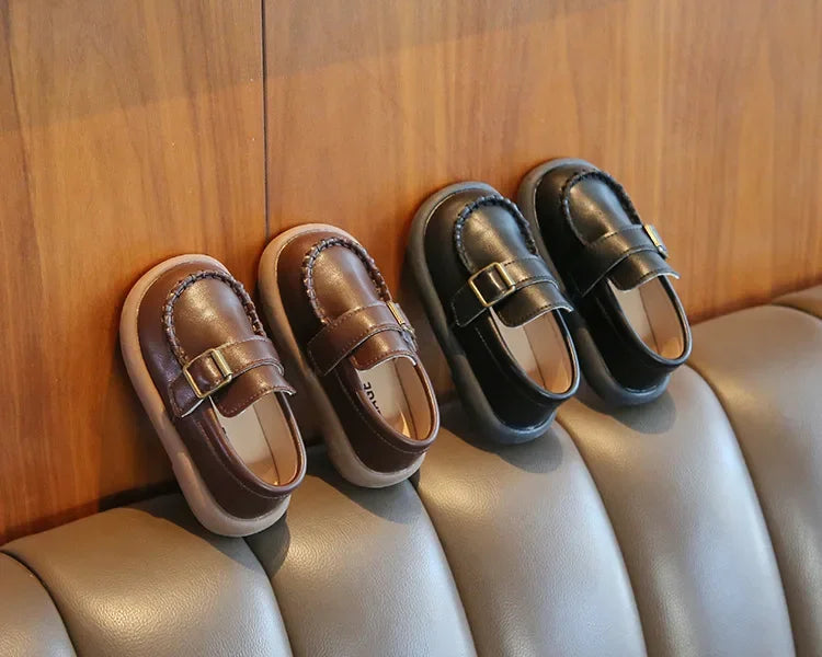 Jungen Casual Schuhe 2025 - Kleinkind Flache Loafer Slip-On - Frühling Herbst Runde Zehen Klassische Schnalle Hochzeit