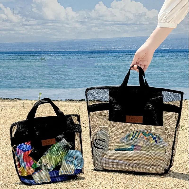 Beach Storage Bag Large Handheld Single Shoulder Swimming Pouch Large Capacity With Inner Network Folding Organizer Package