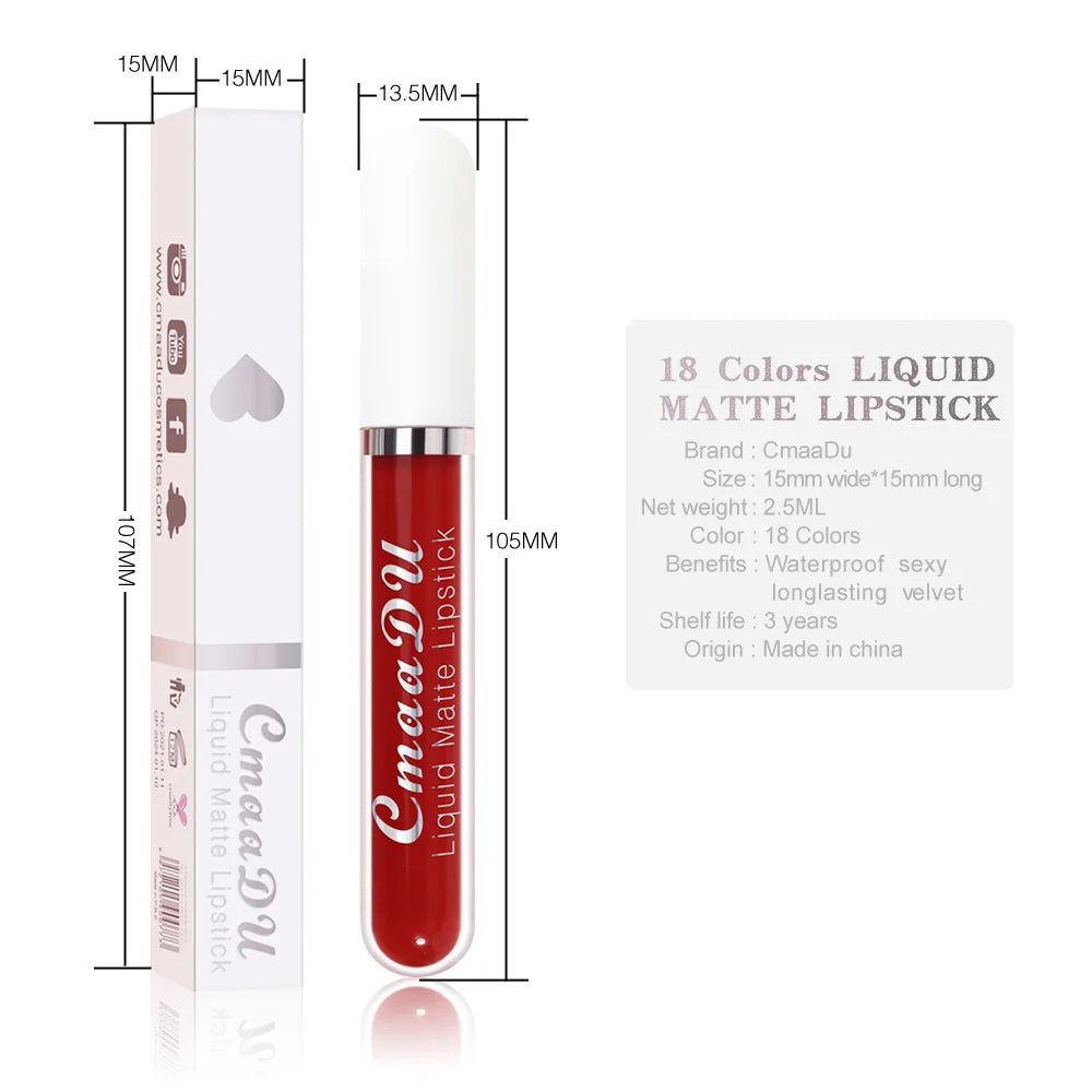 Liquid Matte Lippenstift 2025 - Wasserfest Langanhaltend Make-up Frauen - Kosmetik Koreanisch Makeup Beauty Lip Gloss Tint Fleck