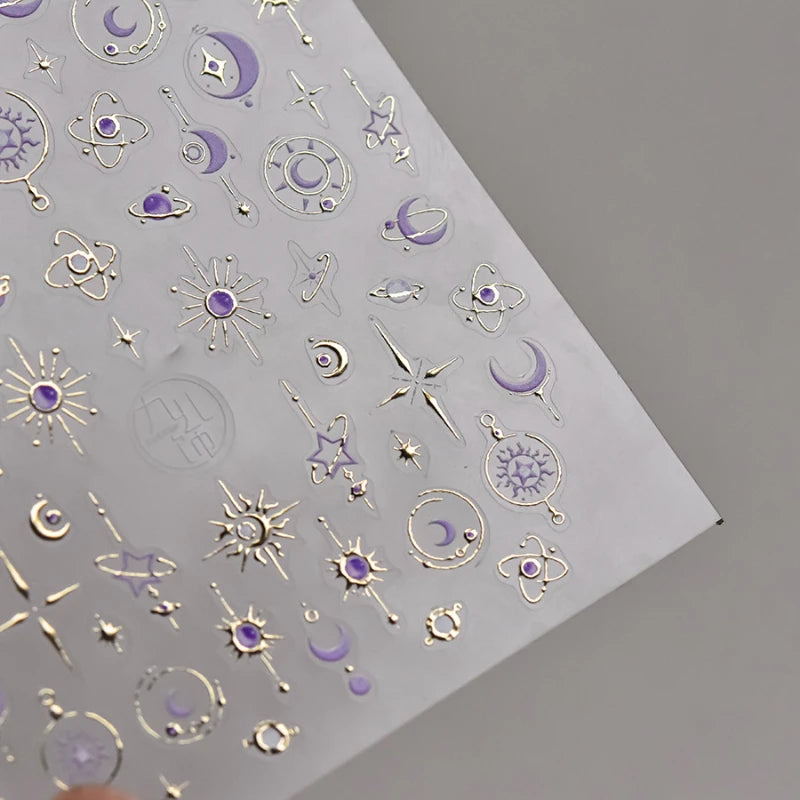 Golden Nail Art Stickers Butterfly Moon Star Series DIY High Quality Bronzing Nail Foil Manicure Decal Decoration Nail Stickers