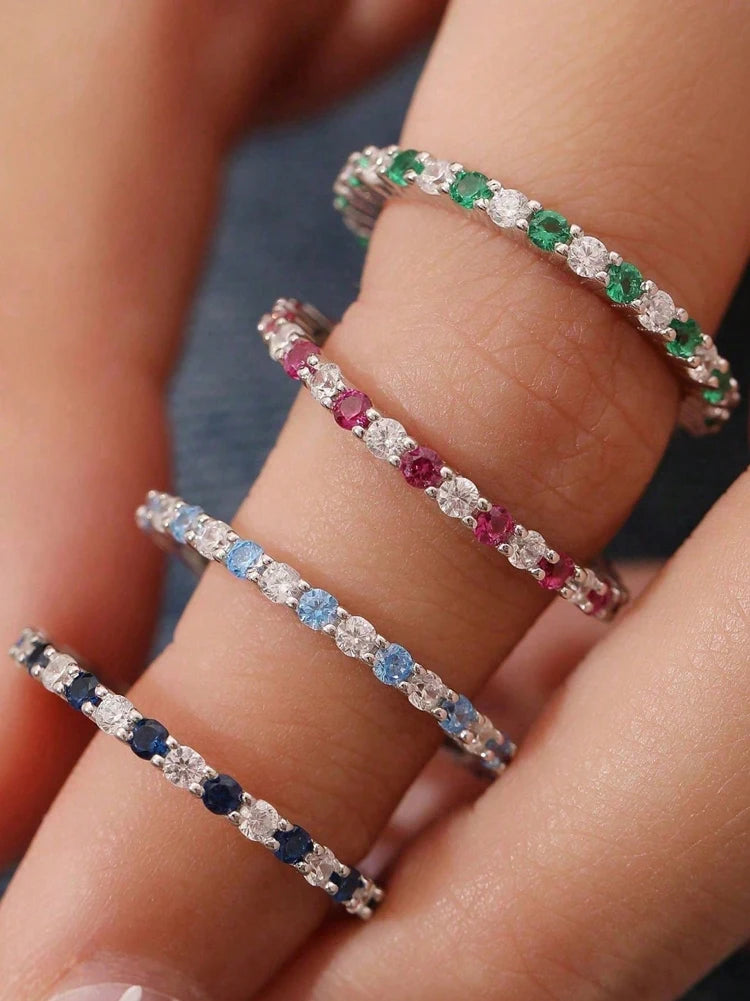 TXD0217 Inel de stivuire din argint 925 - Argint sterlin 925 cu zirconiu