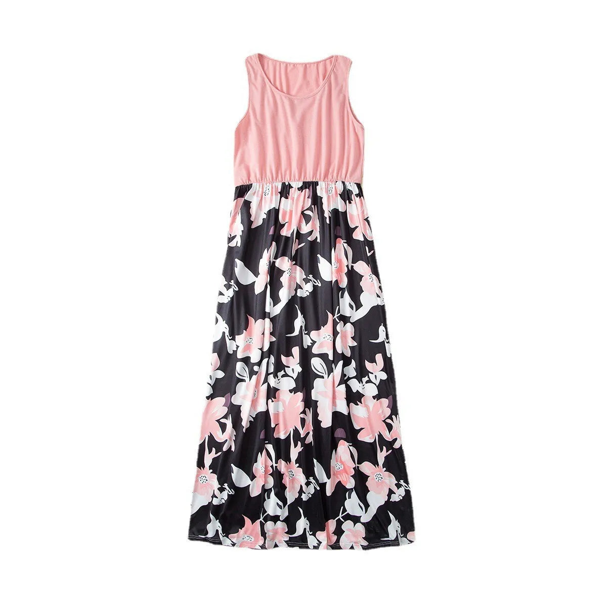 New 2022 Mother Daughter Summer Dresses Sleeveless Flower Patchwork Sundress Mom Mommy and Me Dress Family Matching Outfits