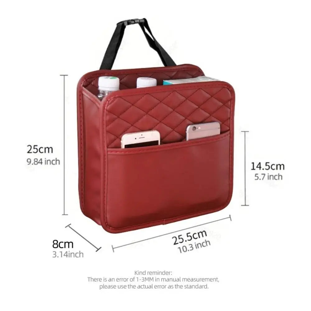 Leather Car Backseat Storage Bag Multifunctional Adjustable Backseat Large Capacity Pocket Protector Seat Back