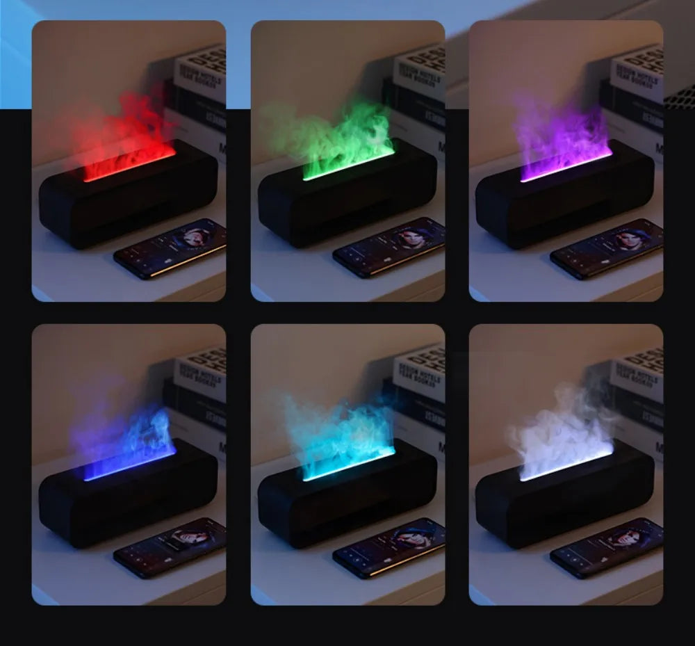 Humidifier Flame Aromatherapy Diffuser Can Add Essential Oils 7 Colours Flame Diffuser Timing Protection USB Desktop Humidifier