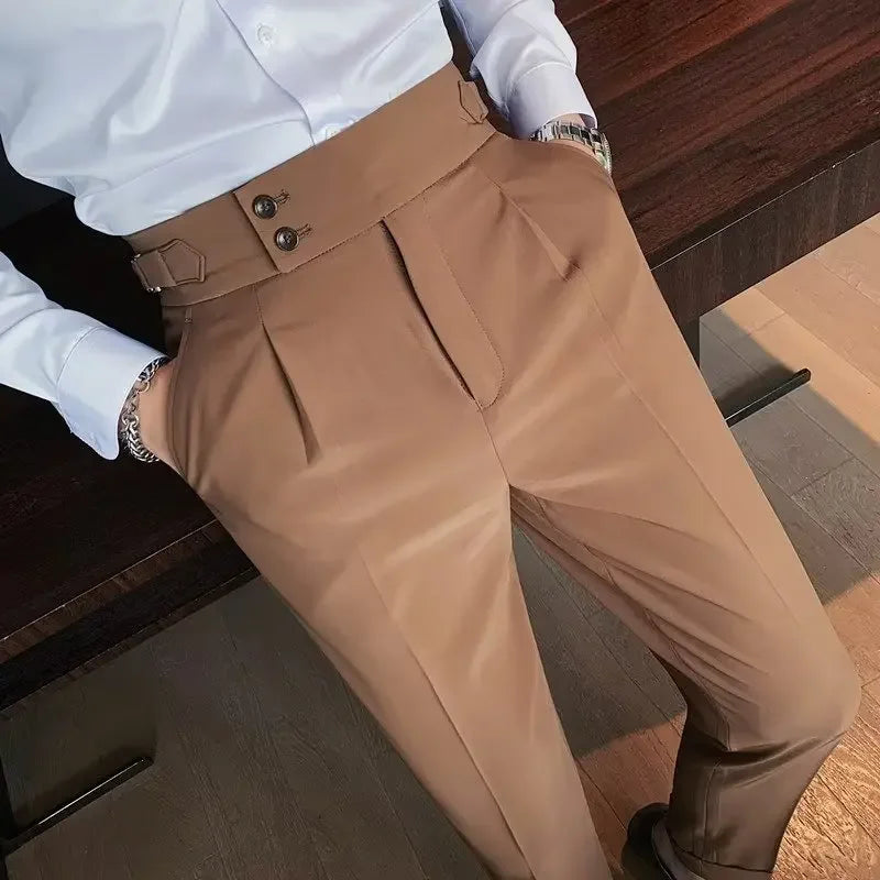 Nadir Coffee klassisch Herrenhose - Slim Paris-Knopf Falten