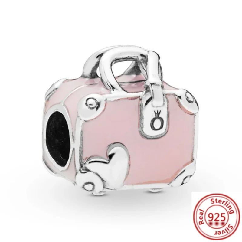 925 Silber Einkaufstasche Koffer Reisepass Handtasche Kamera Liebe Reise Leben DIY Perlen für Original Pantaro Charms Armband Schmuck