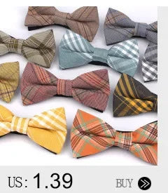 Solid Colors Polyester Adjustable Men's Accessory Set Elegant Pre-Tied Bow Tie Matching Pocket Square & Cufflinks for Wedding