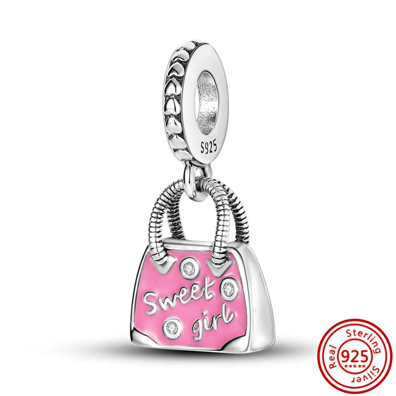 925 Silber Einkaufstasche Koffer Reisepass Handtasche Kamera Liebe Reise Leben DIY Perlen für Original Pantaro Charms Armband Schmuck