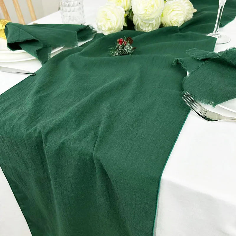 Christmas Table Runner Christmas Green Decoration for Home Xmas Party Decor 100% Cotton Table Runner for Wedding Table Decor