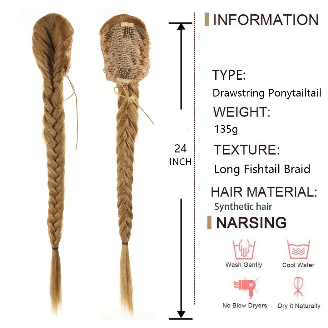 Ponytail extensions – 24 inch synthetic curly drawstring hairpiece for women