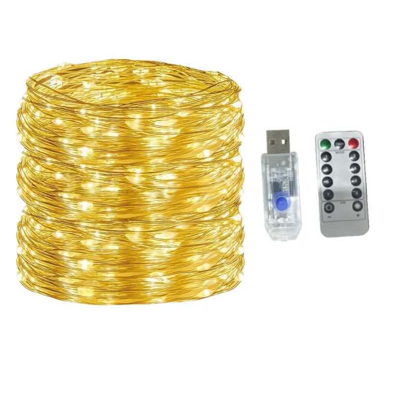 OKAL RED EAST Wasserdichte LED Kupferdraht - Länge 5-30 m, USB, 8 Modi