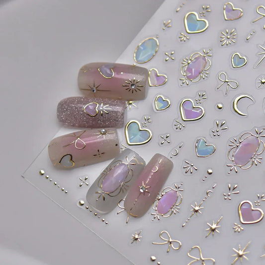 TSZS TO3913 5D Nageldekor Glänzend - Herzchen Mond 1Stk