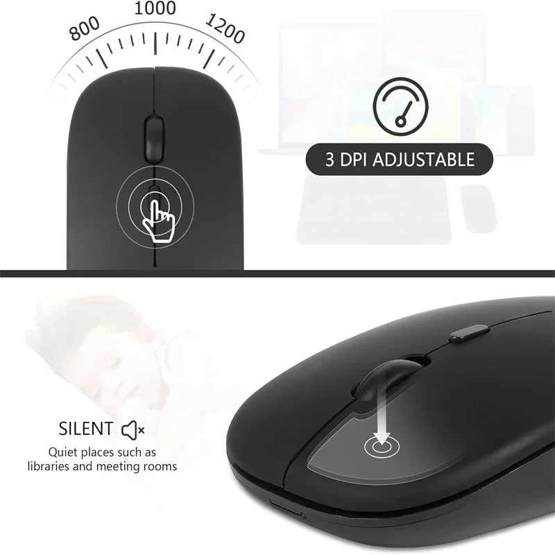 Wireless Maus Slim Bluetooth-kompatibel 2.4G Computer-Mäuse Portable Rechargeable/Battery Cordless Maus für iPad Laptop Desktop