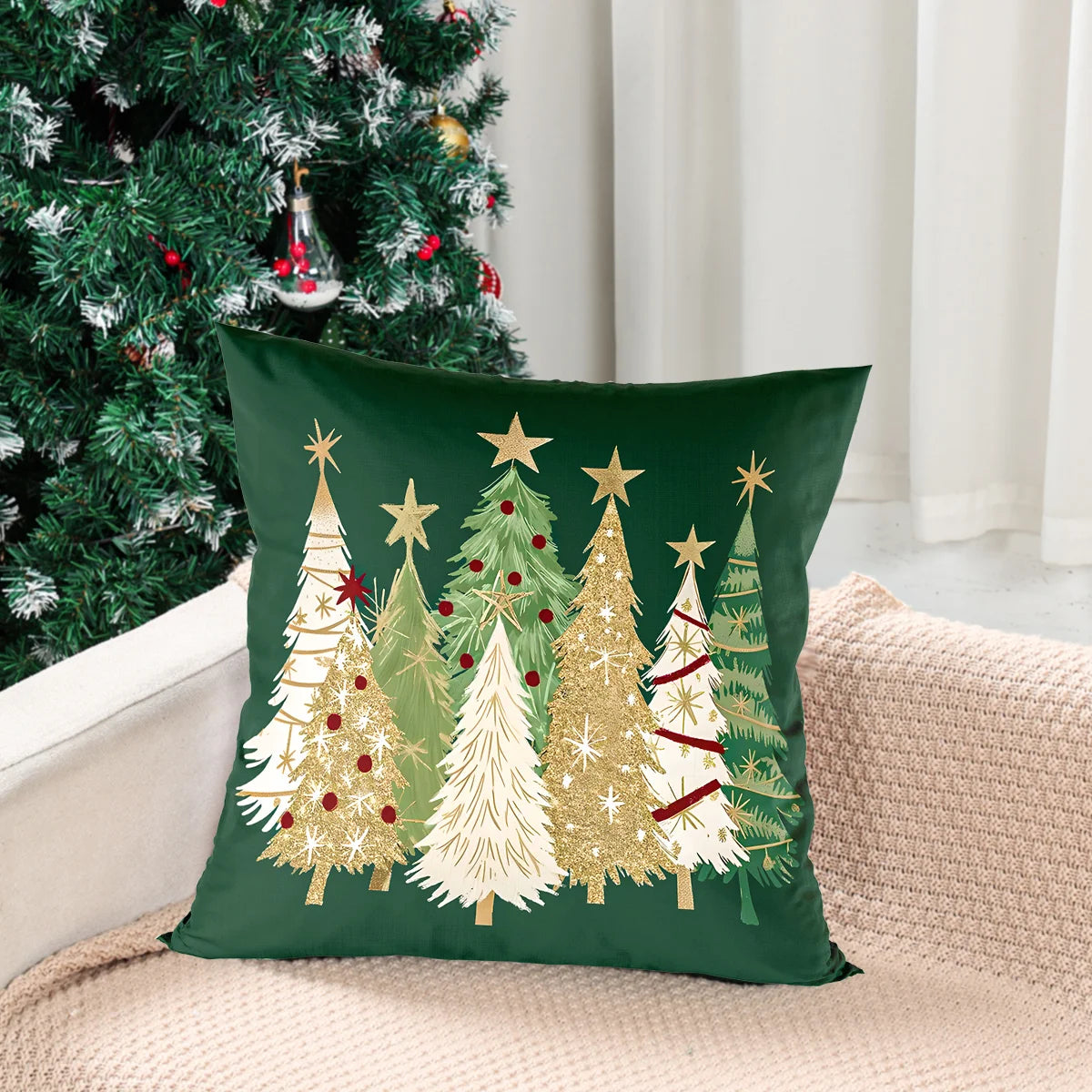 Christmas Pillow Cover Merry Christmas Party Decoration 2025 Xmas Christmas Tree Pillow Cover Navidad Natal New Year Gift 2026