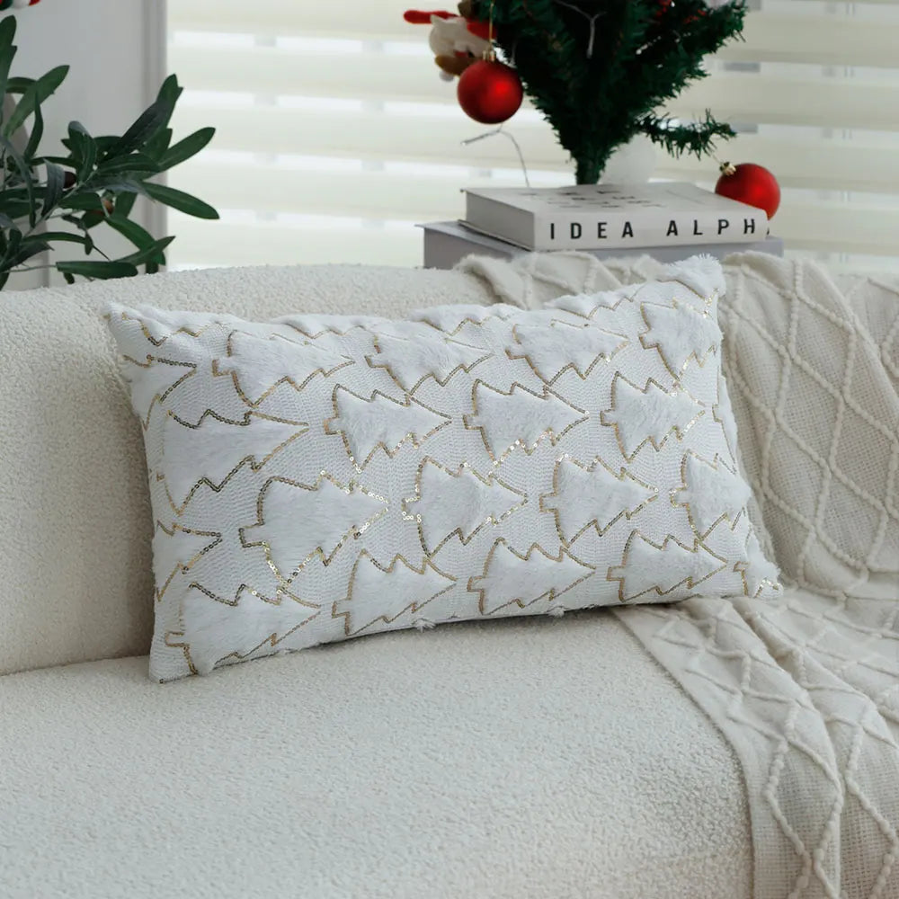 30x50 Weihnachtsbaum Plüsch dekorativer Kissenbezug Pailletten Dekokissenbezug für Wohnzimmer Sofa Schlafzimmer Weihnachtsdekoration