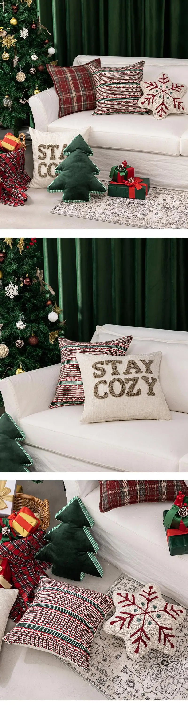 Christmas Pillowcase Christmas Tree Pillow New Year Plaid Sofa Throw Cushion Atmosphere Christmas Decoration Back Pillow Covers