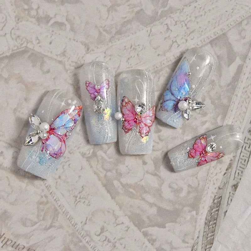 Shell Light Butterfly Nail Stickers High Quality Design Adhesive Stickers Nail Art Decoration Nail Supplies Decals Manicure Tool