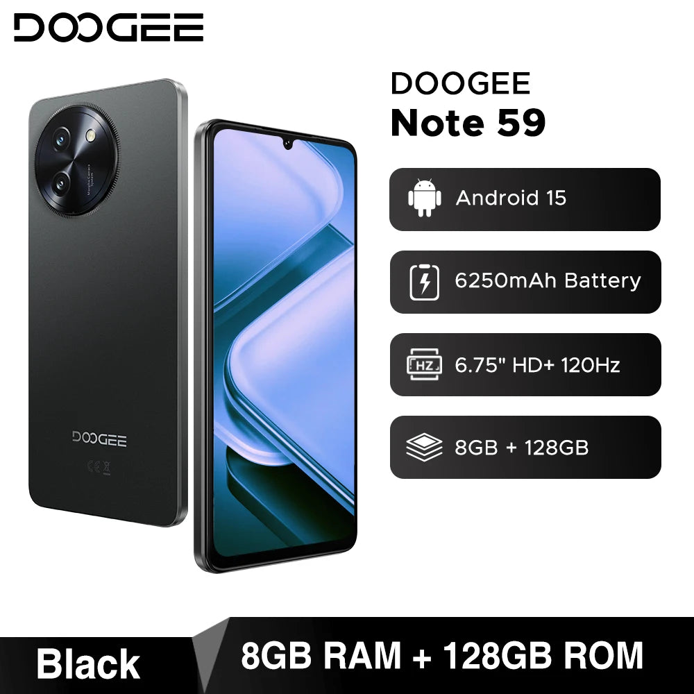 DOOGEE Note 59 5G Smartphone - 6250mAh Akku Unisoc T820 6,75 Zoll