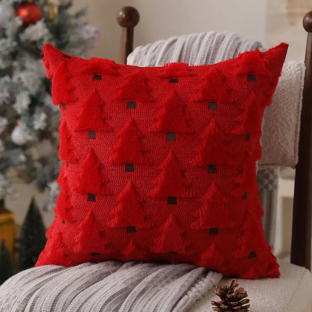 45x45cm Winter Throw Pillow Cover Xmas Home Decor Christmas Plush Pillowcase Pillowslip Home Textile Christmas Tree Pillow Cases