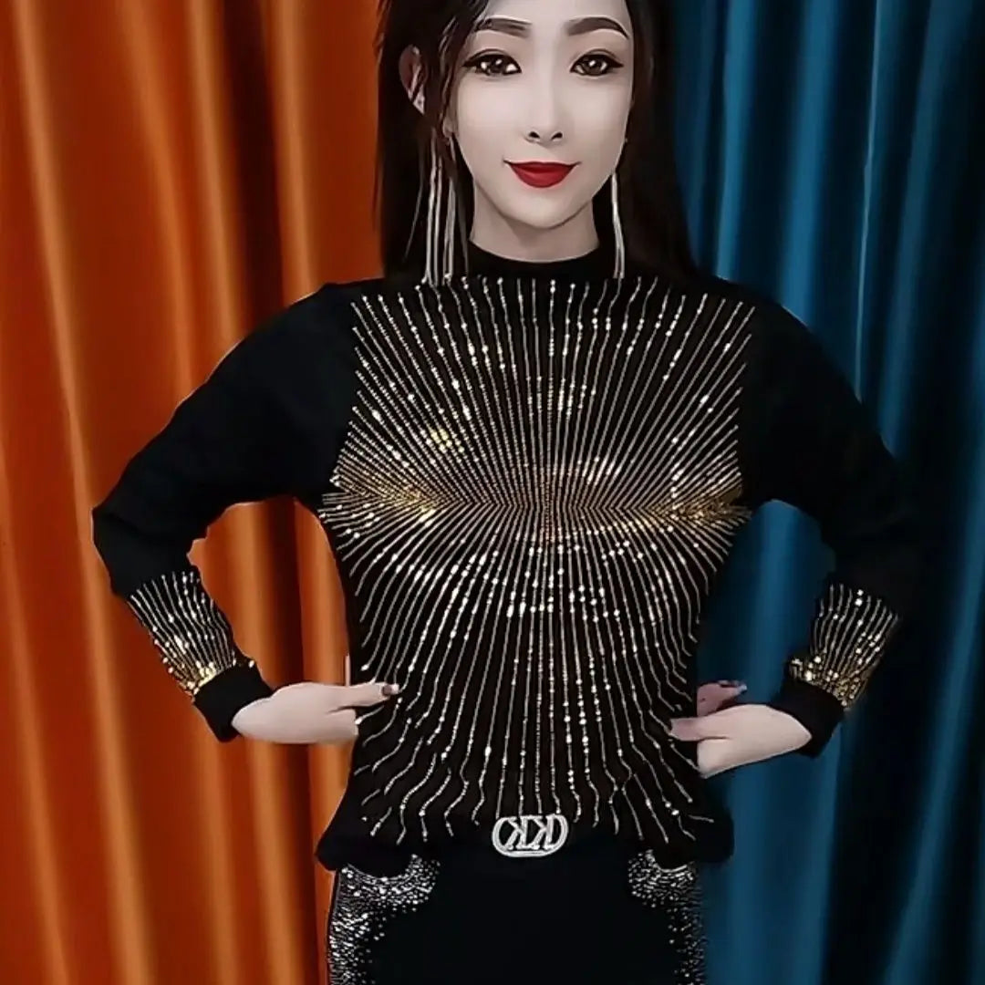 COZOK Pailletten Rollkragenpullover - Größe XL Polyester