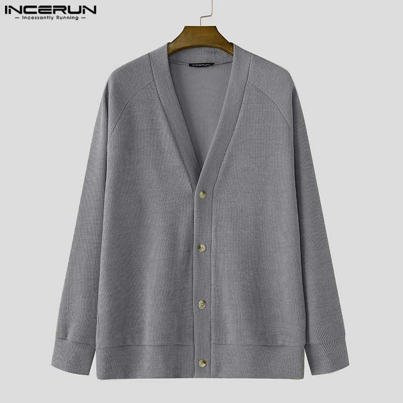 INCERUN Männer Strickjacke V-Ausschnitt - S-5XL Polyester