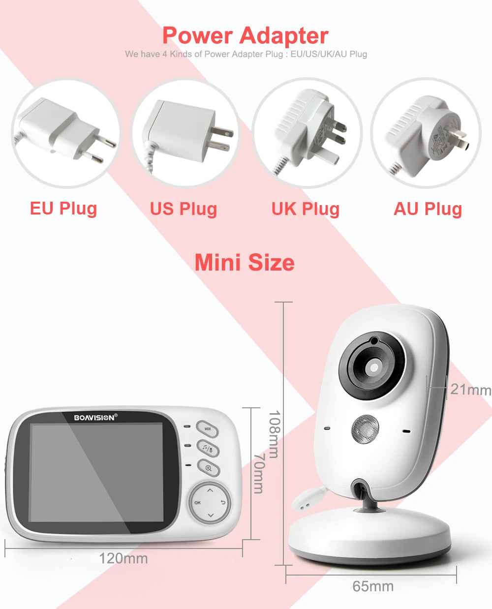 VB603 Video Baby Monitor 2.4G Drahtlos Mit 3.2 Zoll LCD 2 Weg Audio Sprechen Nachtsicht Überwachung Sicherheit Kamera Babysitter