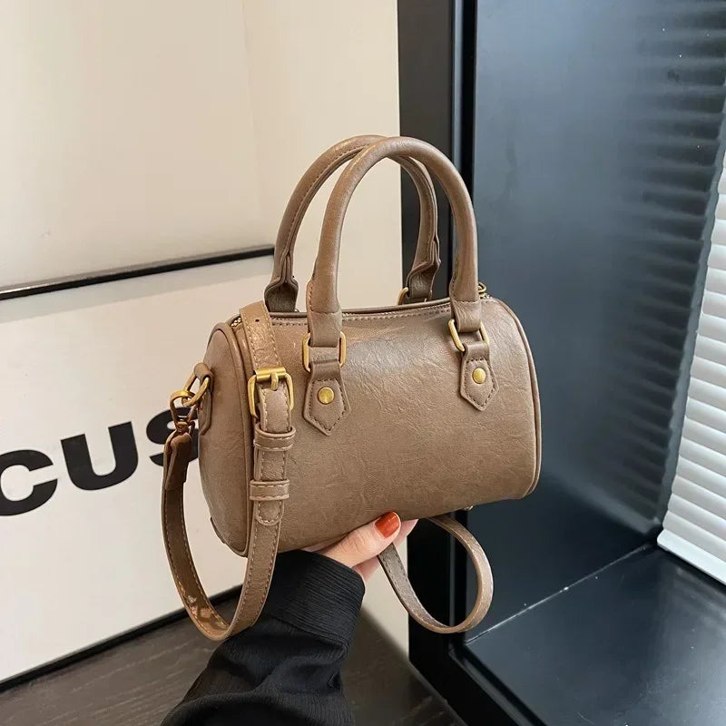 Women Vintage Boston Bag Casual Fashion Crossbody Women's British Style Top-Handle Simple Female Shoulder Bag for Girl