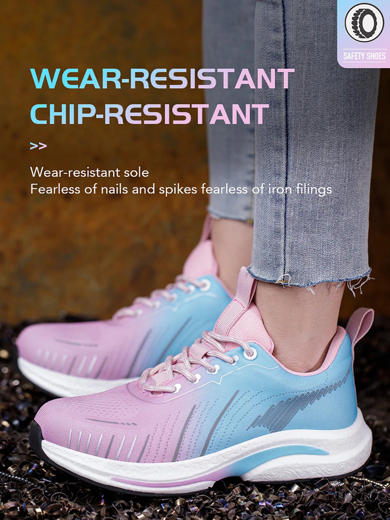 Safety Shoes for Women Steel Toe Sneakers Anti-Punctur Lightweight Boots Female Pink Breathable Hiking Boots Comfortable Shoes