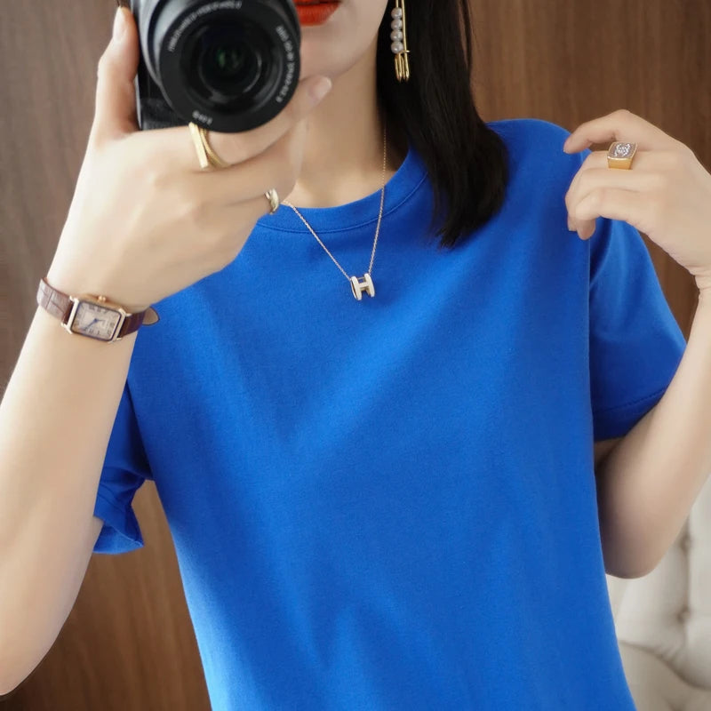 KANNISAK TShirt O Neck Baumwolle - Kurzarm Gr L Weit
