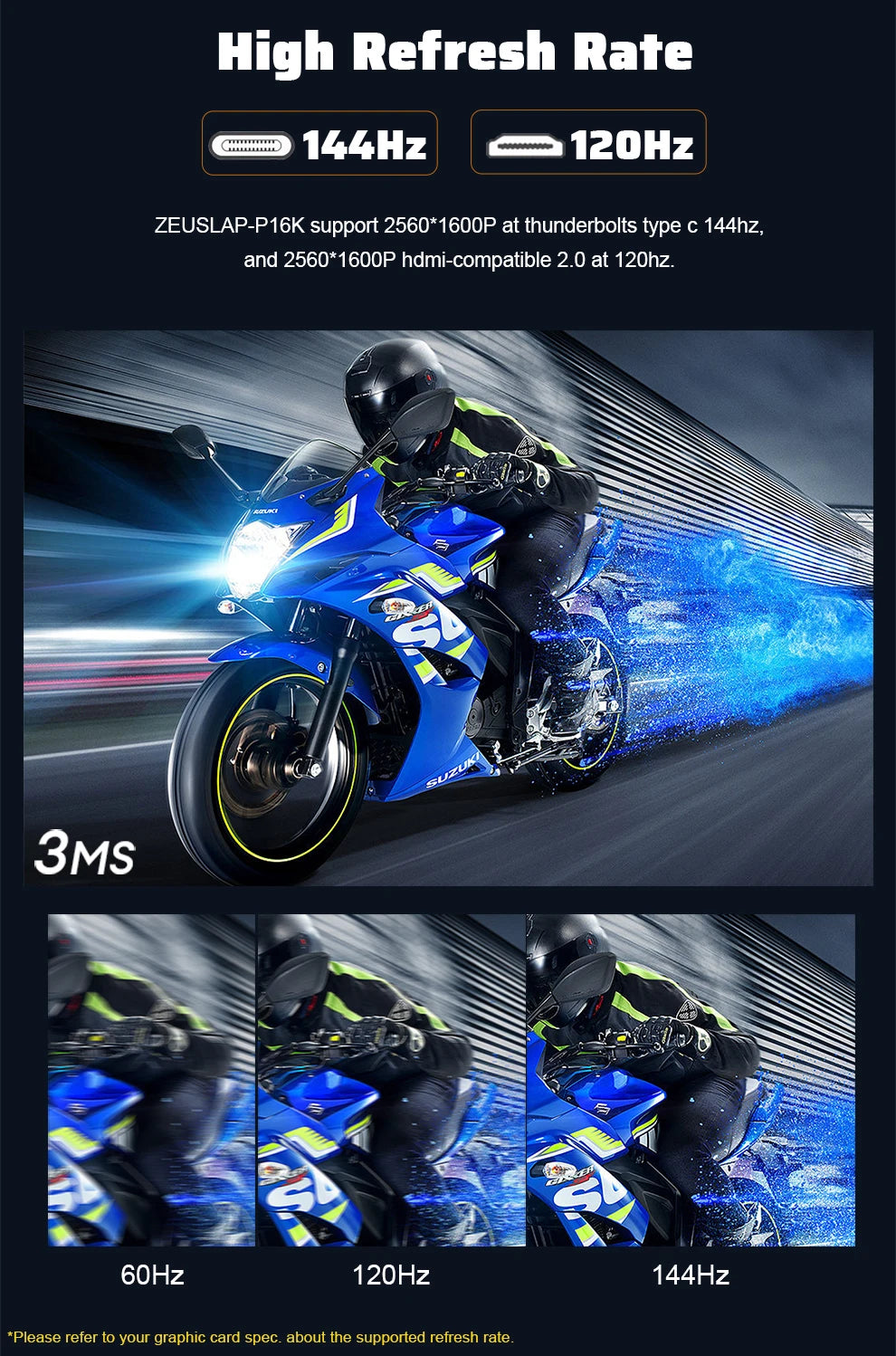 ZEUSLAP 16" 2.5K 144Hz tragbarer Monitor - 2560×1600