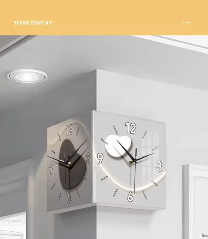 LED-Wanduhr 2025: Double-sided Creative Living Room Modern Art LED Light Corner Clocks Hanging Collection