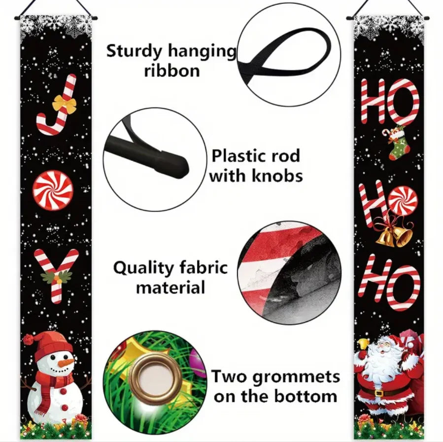 2pc 1set Christmas Hanging Door Banner Santa Claus Snowman Merry Christmas Decoration Elk Navidad Natal Happy New Year 2026 Gift