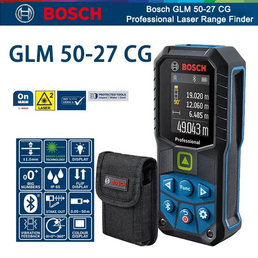 Bosch GLM 50-27 CG Professional Laser Entfernungsmesser 2025 - 50M Elektronisch Messwerkzeuge - Bluetooth App Fernsteuerung Farbiges Display