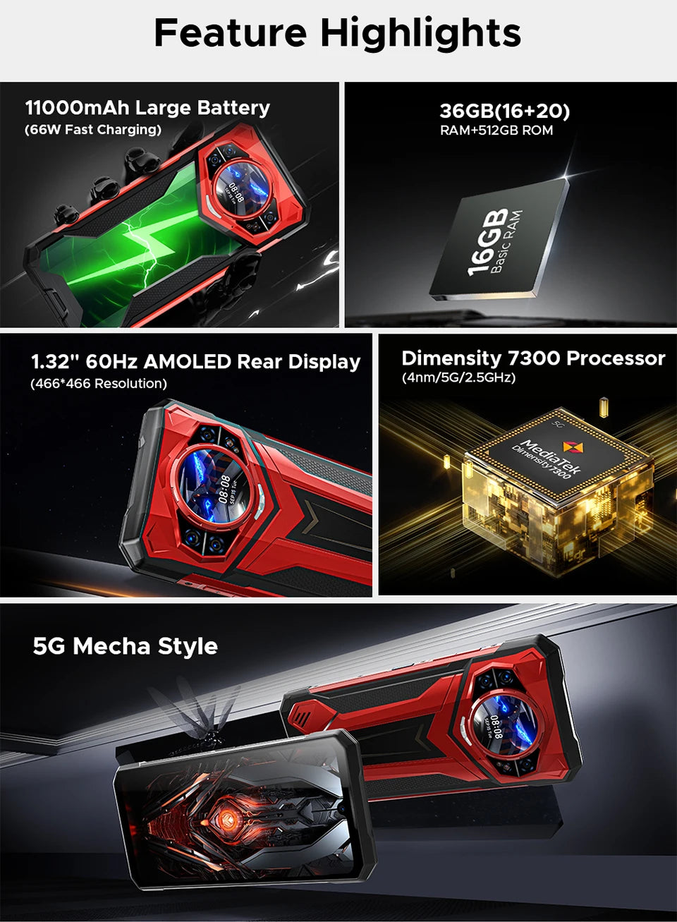 DOOGEE S200 Plus Outdoor 5G Smartphone - 11000 mAh, 66 W, 6,72 Zoll