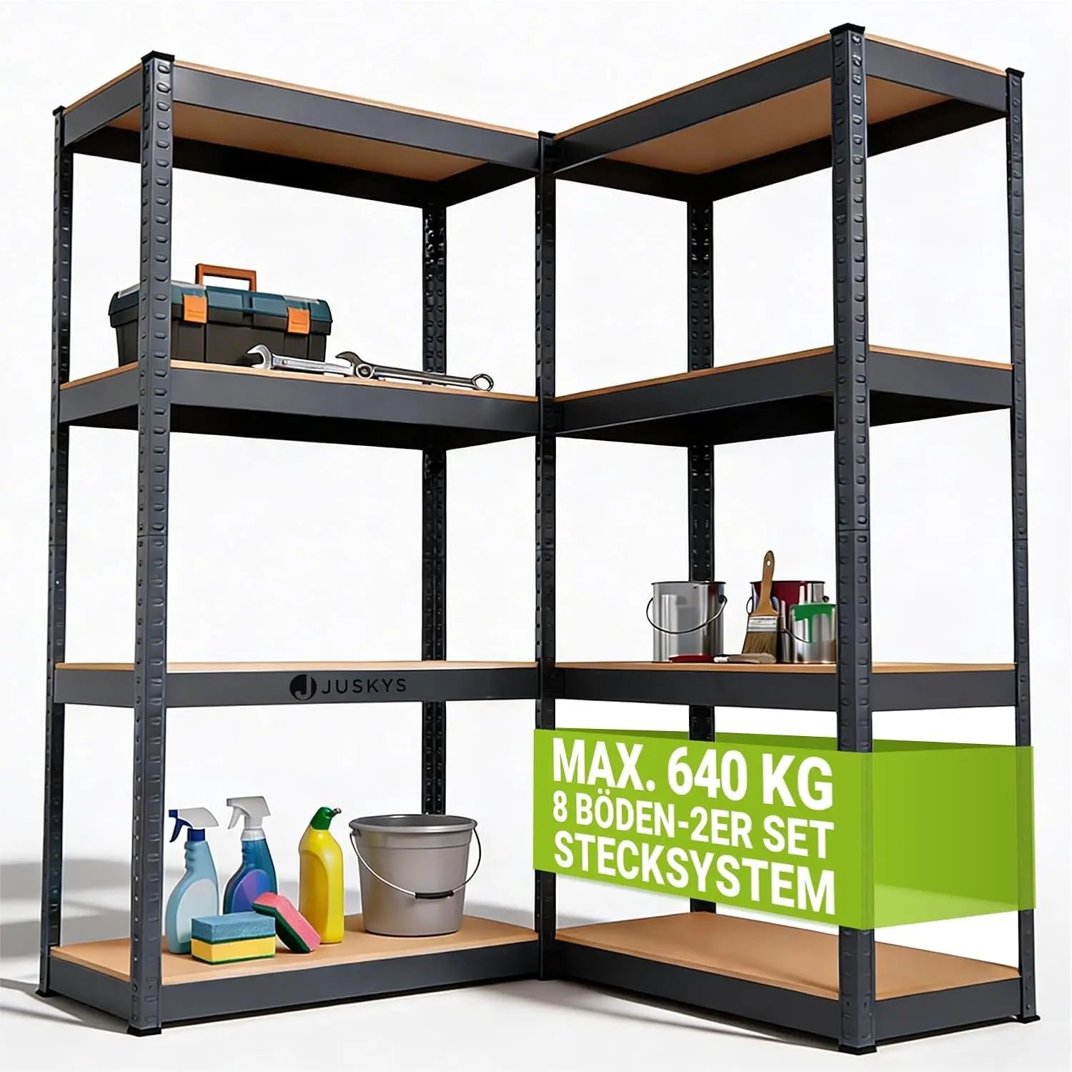 NBVCX Lagerregal Schwerlast - Traglast 640 Kg, 160x80x40 Cm, 8 Ebenen by Golden Bridge Store