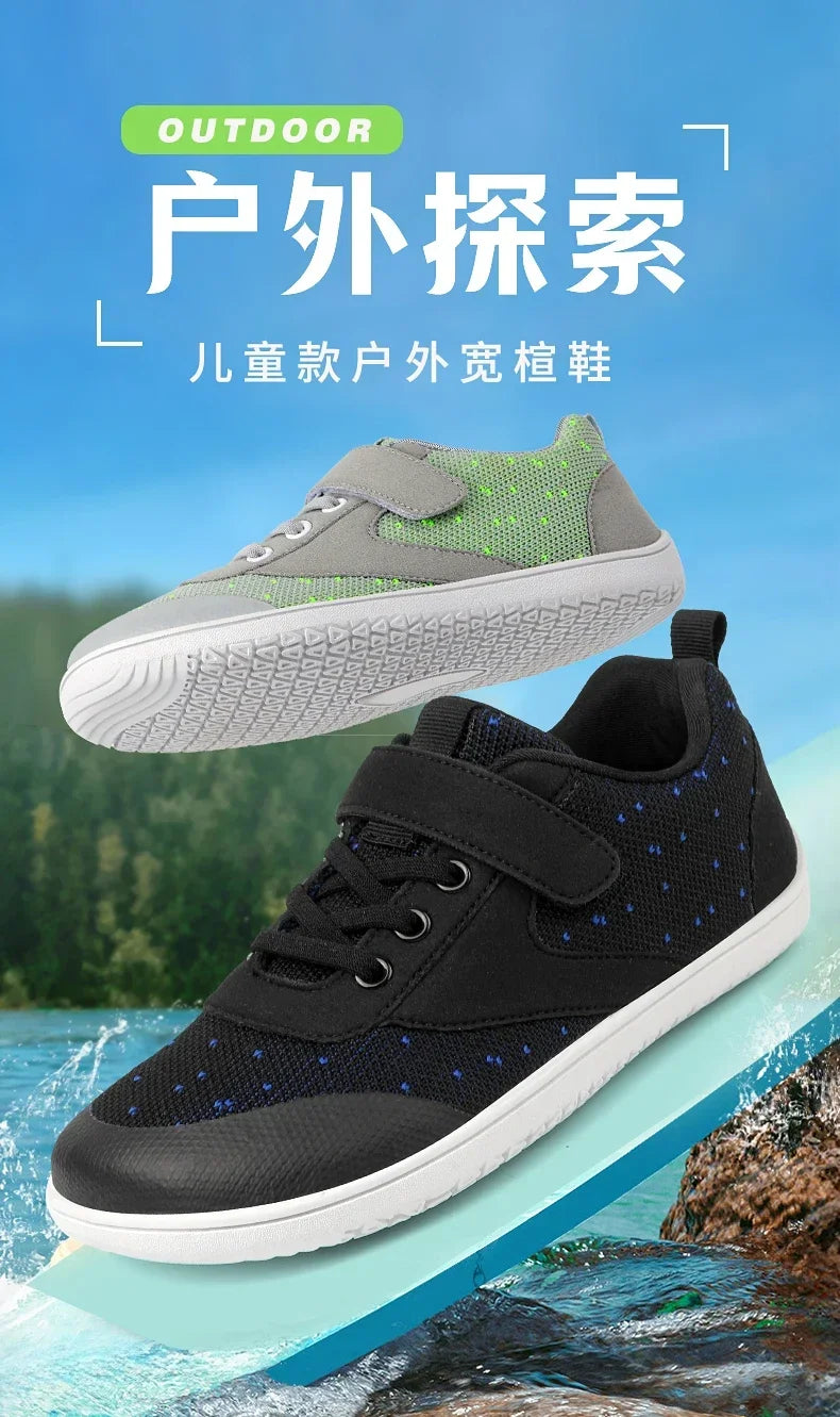 Kinder Weite Barfuß Schuhe - Minimalistische Jungen Mädchen Sneaker - Leichtgewicht Rutschfest Kinder Walking Schuhe Casual Skate Flats