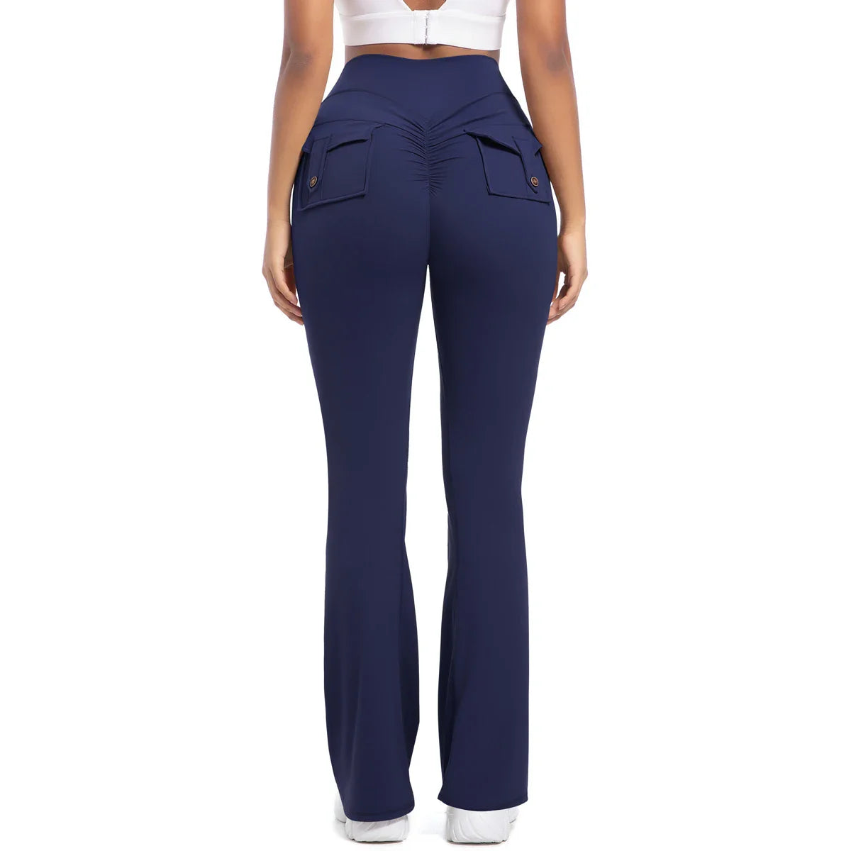 Women Flare pocket leggings high waist Breathable street style