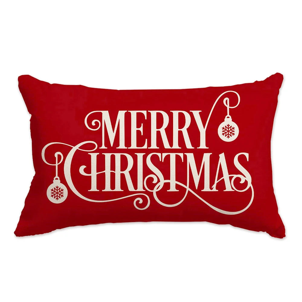 Merry Christmas Decorative Pillow Cover 30x50cm Linen Throw Pillowcase Christmas Cushion Cover Pillowslip For Sofa Home Decor