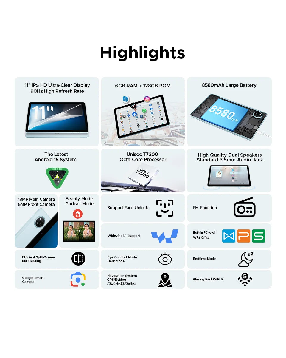 DOOGEE Tab A9 Pro+ Android Tablet - 128GB Speicher, 8580mAh Akku