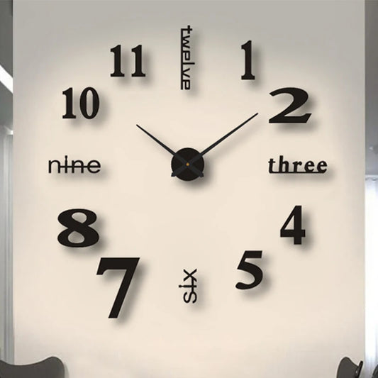 Combination 3D Spiegeluhr - Groß Selbstklebend Rahmenlos