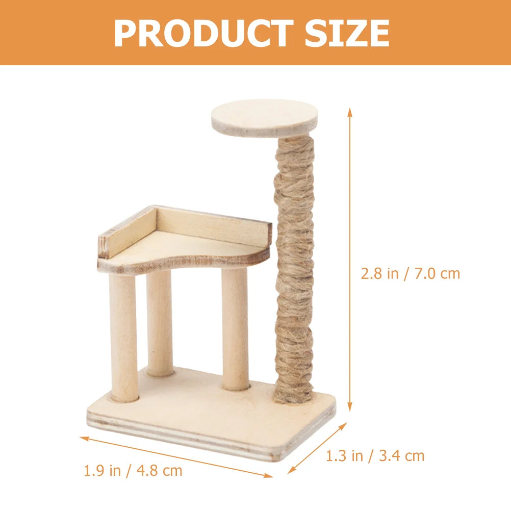 Miniatur Realistisch Mini Holz Katzen Baum 2025 - Modell Dekorativ Mini Haus - Pet Room Möbel Layout Prop Cat Supplies Kratzer Home