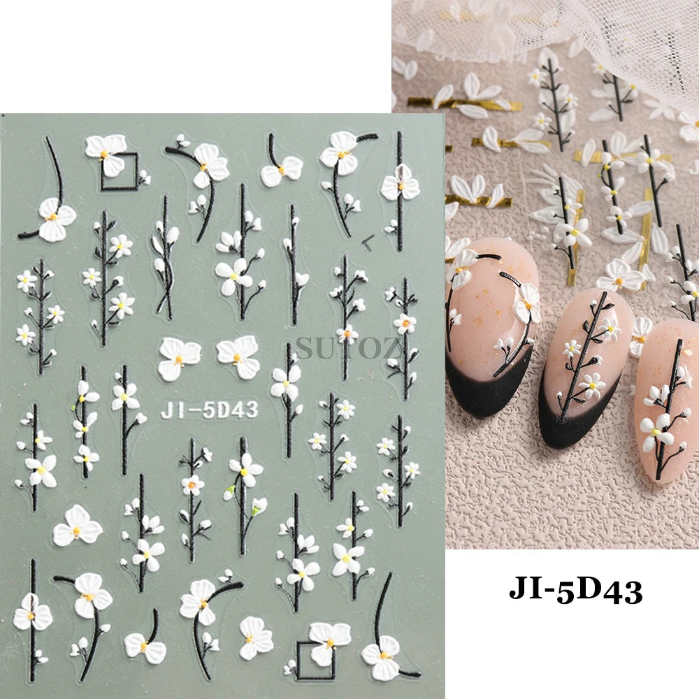 GL5D-K256 5D Sonnenblumen Nagelsticker - Herbstdesign Prägung