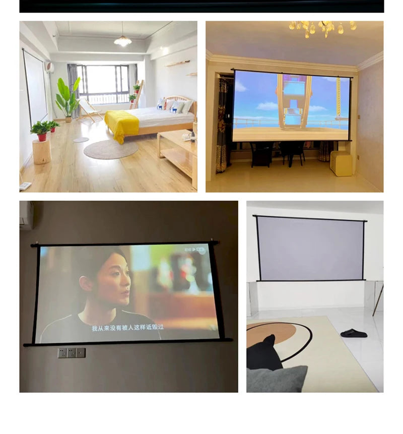 Thinyou 60inch 72inch 84inch 100 Inch 16:9 HD Projector Screen White Manual Pull Up Diagonal High-definition pantalla proyector