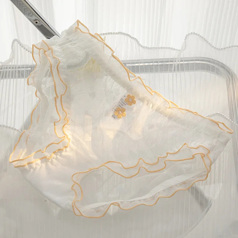 L-XL Women's Underwear Panty elegant Lace Panties Girls' Flower Comfort Briefs Middle Waist Seamless Underpants Female Lingerie