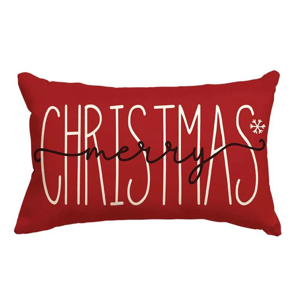 Merry Christmas Decorative Pillow Cover 30x50cm Linen Throw Pillowcase Christmas Cushion Cover Pillowslip For Sofa Home Decor