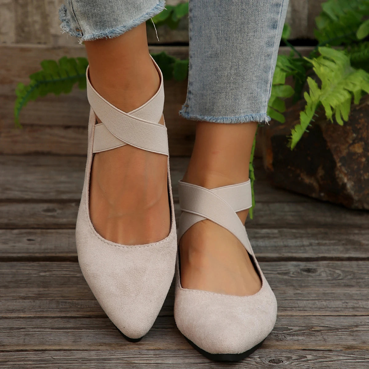 RZSMTYA Damen Atmungsaktiv Loafer - Gummisohle Spitze
